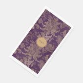 Serviette En Papier Monogramme royal damassé violet (Coin)