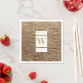 Serviette En Papier Monogramme Russe de Burlap initial (En situation)