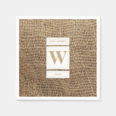 Serviette En Papier Monogramme Russe de Burlap initial (Devant)