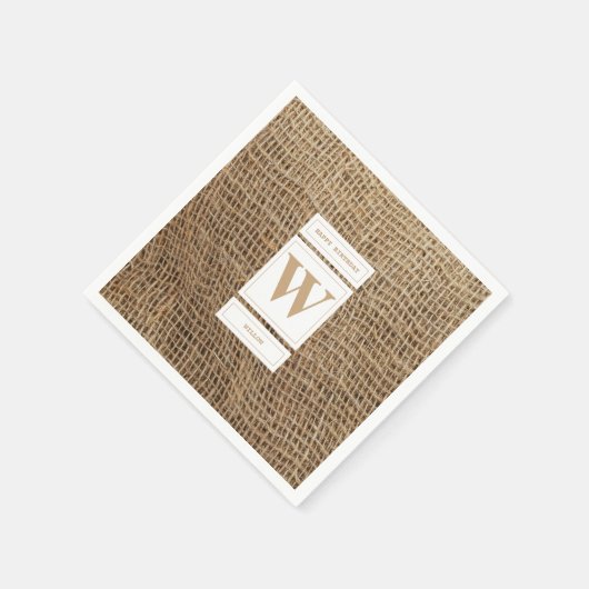 Serviette En Papier Monogramme Russe de Burlap initial (Coin)