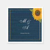 Serviette En Papier Monogramme Russe Mariage de Sunflower Bleu Marine (Devant)