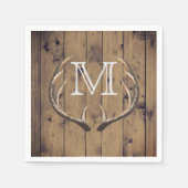 Serviette En Papier Monogramme rustique Bois cerfs Antlers (Devant)
