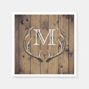 Serviette En Papier Monogramme rustique Bois cerfs Antlers