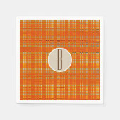 Serviette En Papier Monogramme rustique Brown et plaqué orange (Devant)