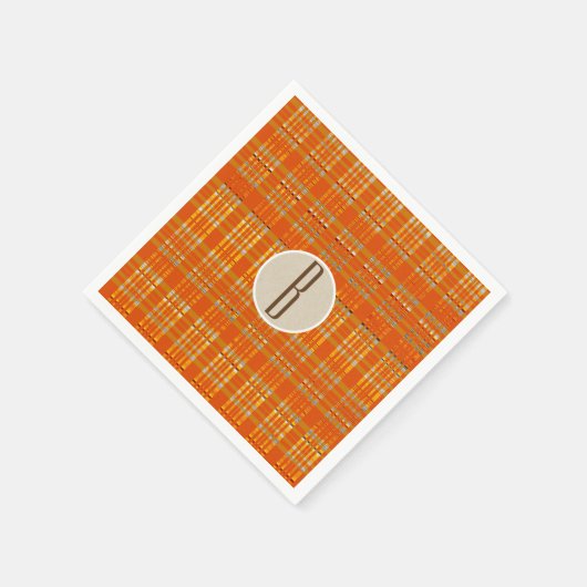 Serviette En Papier Monogramme rustique Brown et plaqué orange (Coin)