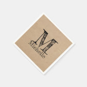 Serviette En Papier Monogramme Rustique Kraft papier Brown Look (Coin)