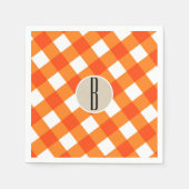 Serviette En Papier Monogramme rustique Kraft Plaid Blanc orange initi (Devant)