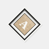 Serviette En Papier Monogramme Rustique Mariage Burlap encadré (Coin)