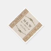 Serviette En Papier Monogramme Rustique Mariage de dentelle Burlap (Coin)