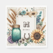 Serviette En Papier Monogramme rustique Mason Jar Tournesols (Devant)