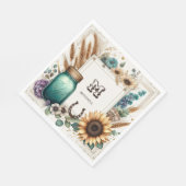 Serviette En Papier Monogramme rustique Mason Jar Tournesols (Coin)