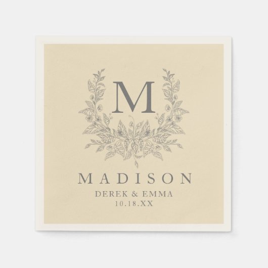Serviette En Papier Monogramme rustique moderne serviettes mariages Ch (Devant)