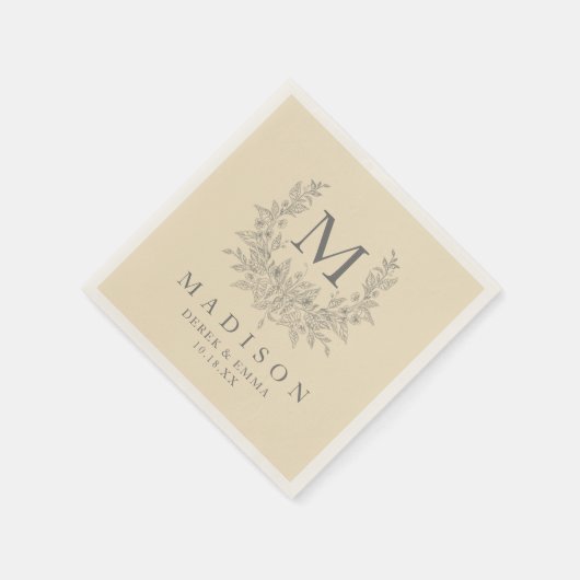 Serviette En Papier Monogramme rustique moderne serviettes mariages Ch (Coin)