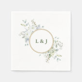 Serviette En Papier Monogramme rustique personnalisé de feuillage init (Devant)