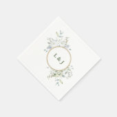 Serviette En Papier Monogramme rustique personnalisé de feuillage init (Coin)