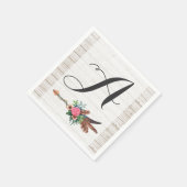 Serviette En Papier Monogramme Rustique Plumes de Bohême Mariage Flèch (Coin)