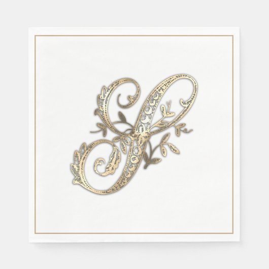 Serviette En Papier Monogramme S Orné Vintage (Devant)