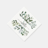 Serviette En Papier Monogramme Sage Green Eucalyptus Feuilles de verdu (Coin)