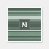 Serviette En Papier Monogramme sauge bandes vertes (Devant)