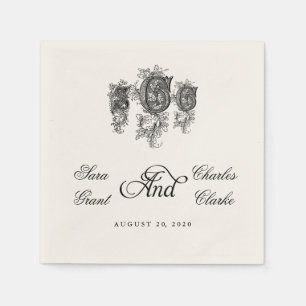 Serviette En Papier Monogramme SCC du cru trois épousant les