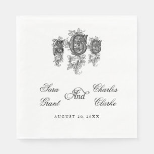 Serviette En Papier Monogramme SCC du cru trois épousant les