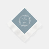 Serviette En Papier Monogramme Script Branch Dusty Blue Mariage (Coin)
