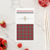 Serviette En Papier Monogramme Script Plaid Clan Stewart Rustic Tartan (En situation)