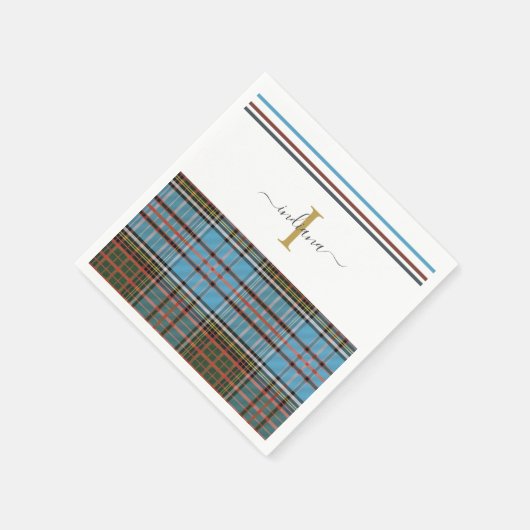 Serviette En Papier Monogramme Script Plaid Tartan Clan Anderson Party (Coin)