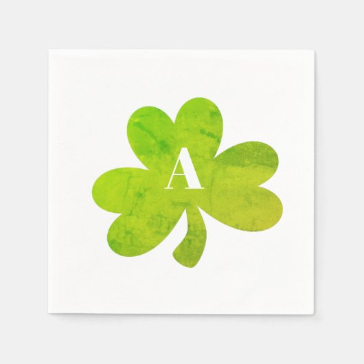 Serviette En Papier Monogramme Shamrock Irlandais Aquarelle Texture (Devant)