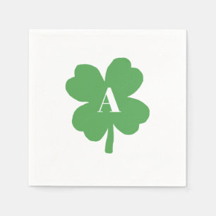 Serviette En Papier Monogramme Shamrock Irlandais Aquarelle Texture