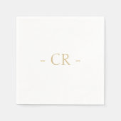 Serviette En Papier Monogramme simple à deux initiaux blanc clair (Devant)