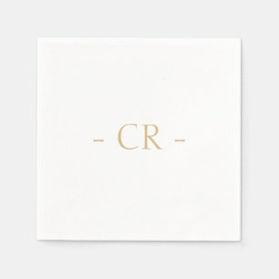 Serviette En Papier Monogramme simple à deux initiaux blanc clair