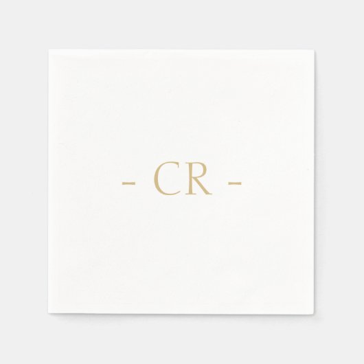 Serviette En Papier Monogramme simple à deux initiaux blanc clair (Devant)
