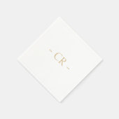 Serviette En Papier Monogramme simple à deux initiaux blanc clair (Coin)