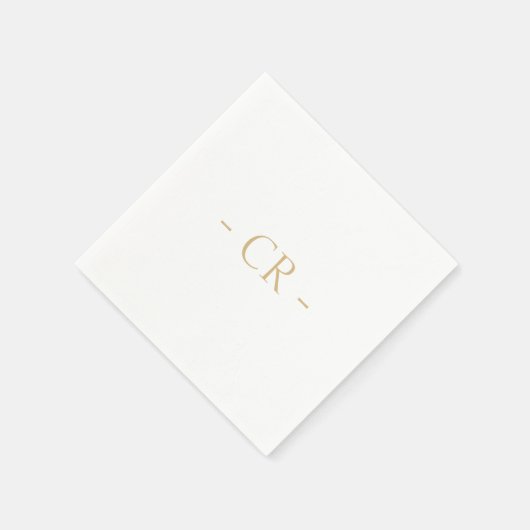 Serviette En Papier Monogramme simple à deux initiaux blanc clair (Coin)