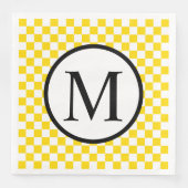 Serviette En Papier Monogramme simple avec damier jaune (Devant)