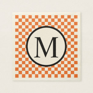 Serviette En Papier Monogramme simple avec tableau de bord orange
