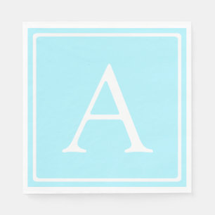 Serviette En Papier Monogramme simple bleu ciel