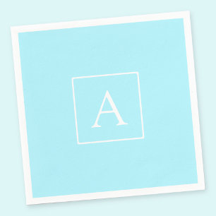 Serviette En Papier Monogramme simple bleu ciel