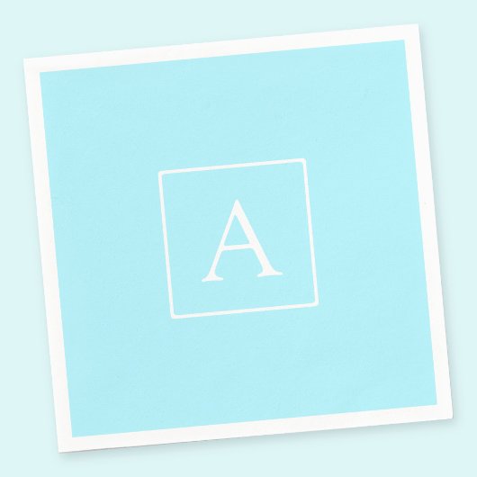 Serviette En Papier Monogramme simple bleu ciel