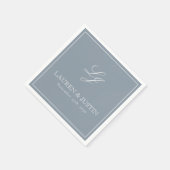 Serviette En Papier Monogramme simple Dusty Blue élégant Mariage de sc (Coin)