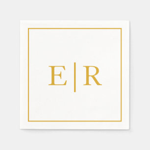 Serviette En Papier Monogramme simple élégant or mariage