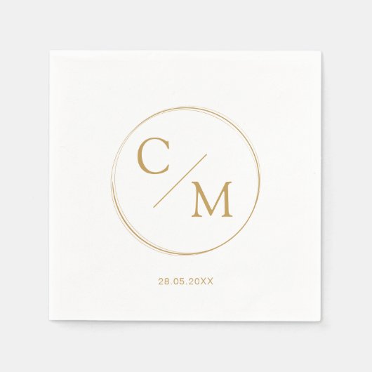 Serviette En Papier Monogramme simple et élégant Serviette serviettes (Devant)