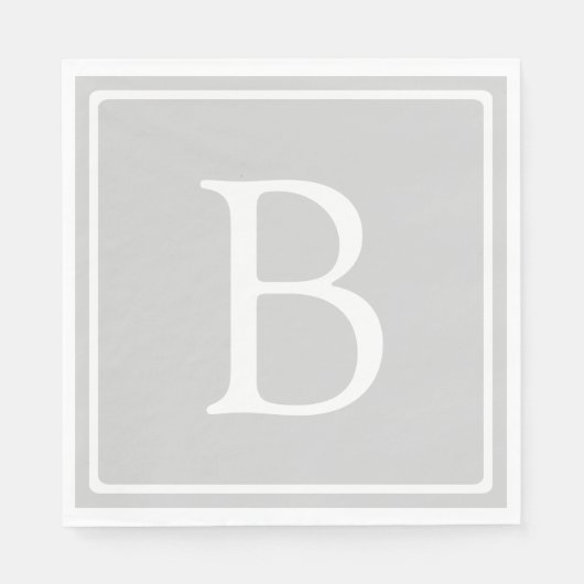 Serviette En Papier Monogramme simple gris clair (Devant)