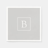 Serviette En Papier Monogramme simple gris clair (Devant)