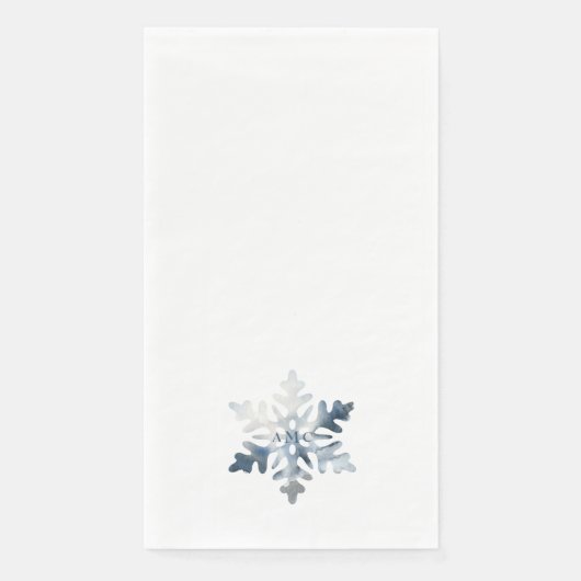 Serviette En Papier Monogramme simple Icy Blue Watercolor (Devant)