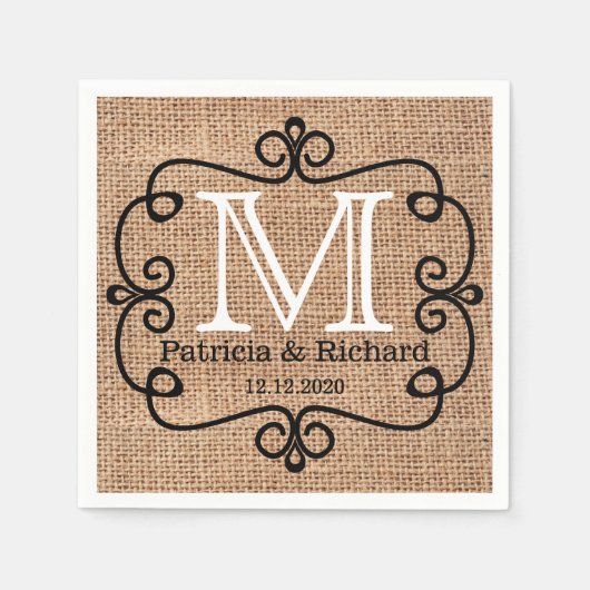 Serviette En Papier Monogramme simple Mariage de chambre de mariage Bu (Devant)