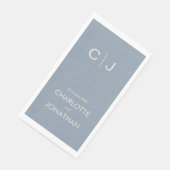 Serviette En Papier Monogramme simple moderne Dusty Mariage bleu (Coin)