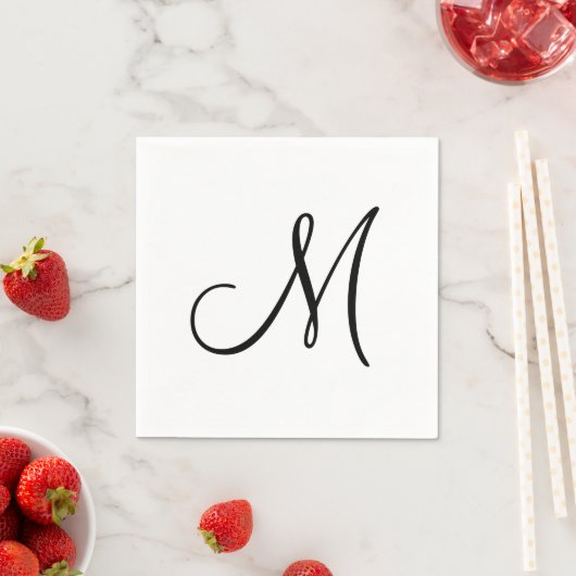 Serviette En Papier Monogramme simple moderne initial (En situation)