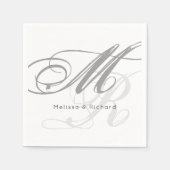 Serviette En Papier monogramme simple noir et blanc (Devant)